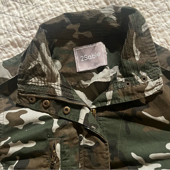 Olive green camo 100% cotton field jacket - L - Picture 2 of 6